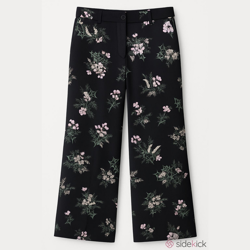Ann Taylor factory size 4 black/ floral wide leg ankle pant.